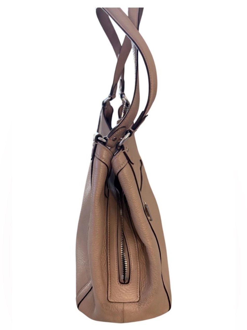 Coach Kristy pebble leather beige shoulder purse with a front zipper pocket - Picture 3 of 16